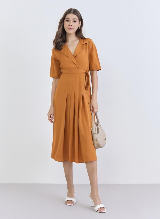 Styli Women Orange Solid Midi Blazer Dress - Image 1